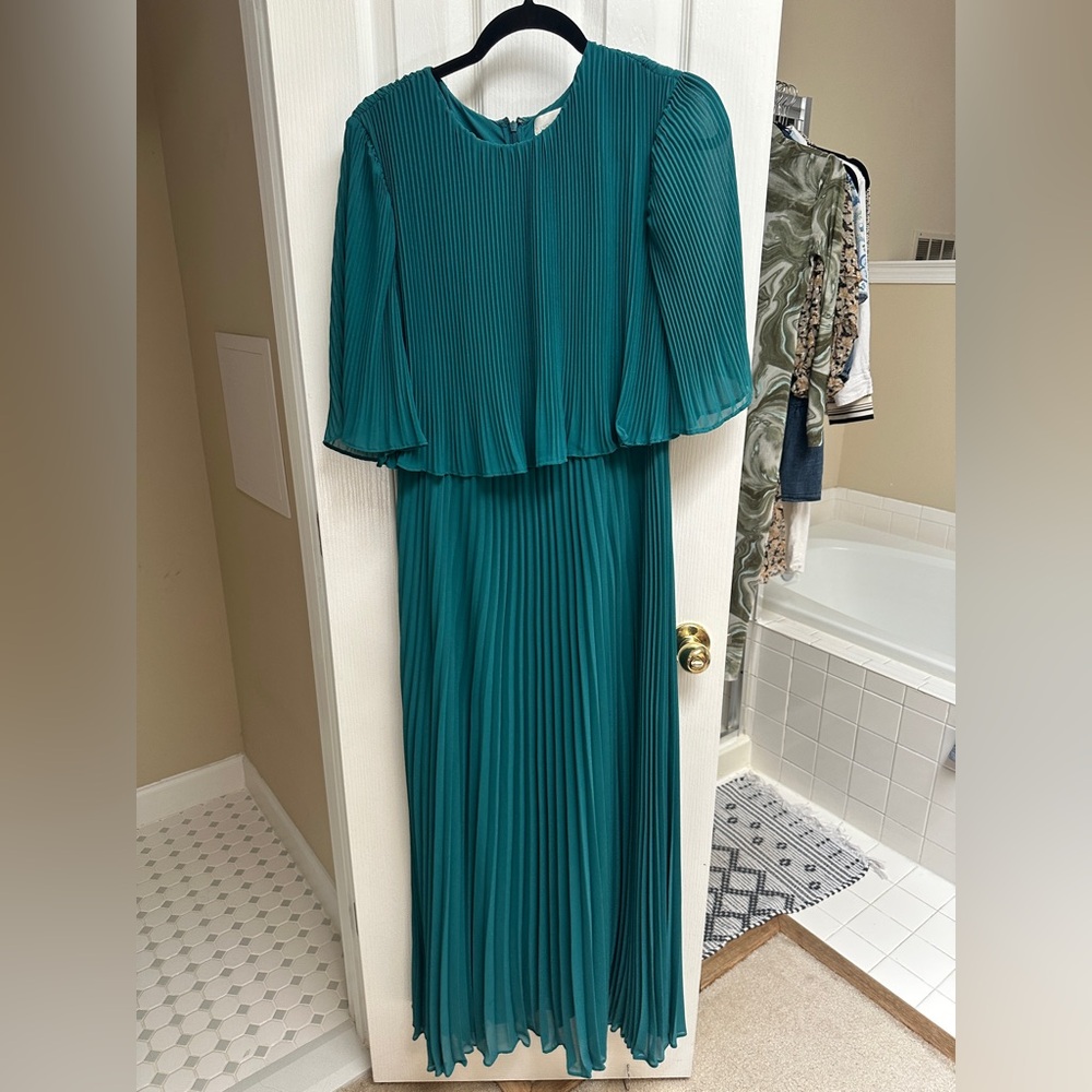 Anthro Teal Pleated Dress